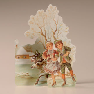 3D Themed Christmas Card - Children and Reindeer