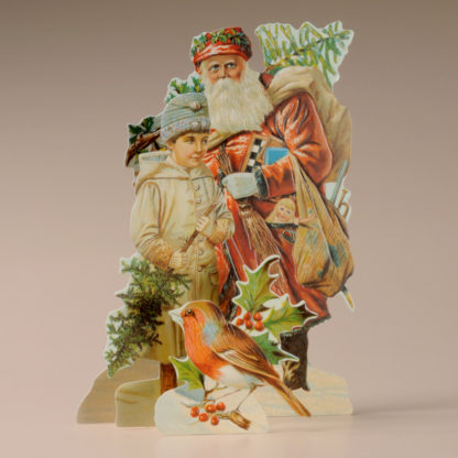 3D Themed Christmas Card - Father Christmas & Little Boy