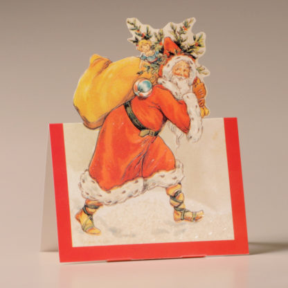 Nostalgic Christmas Card - Father Christmas and Tree