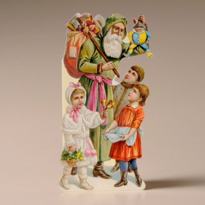Nostalgic Christmas Card - Santa, Children and Toys